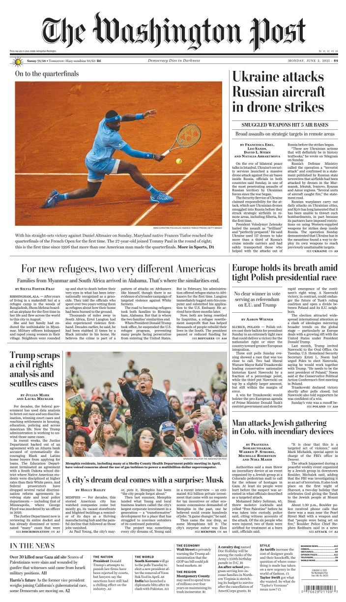 Portada de The Washington Post del lunes, 2 de junio de 2025