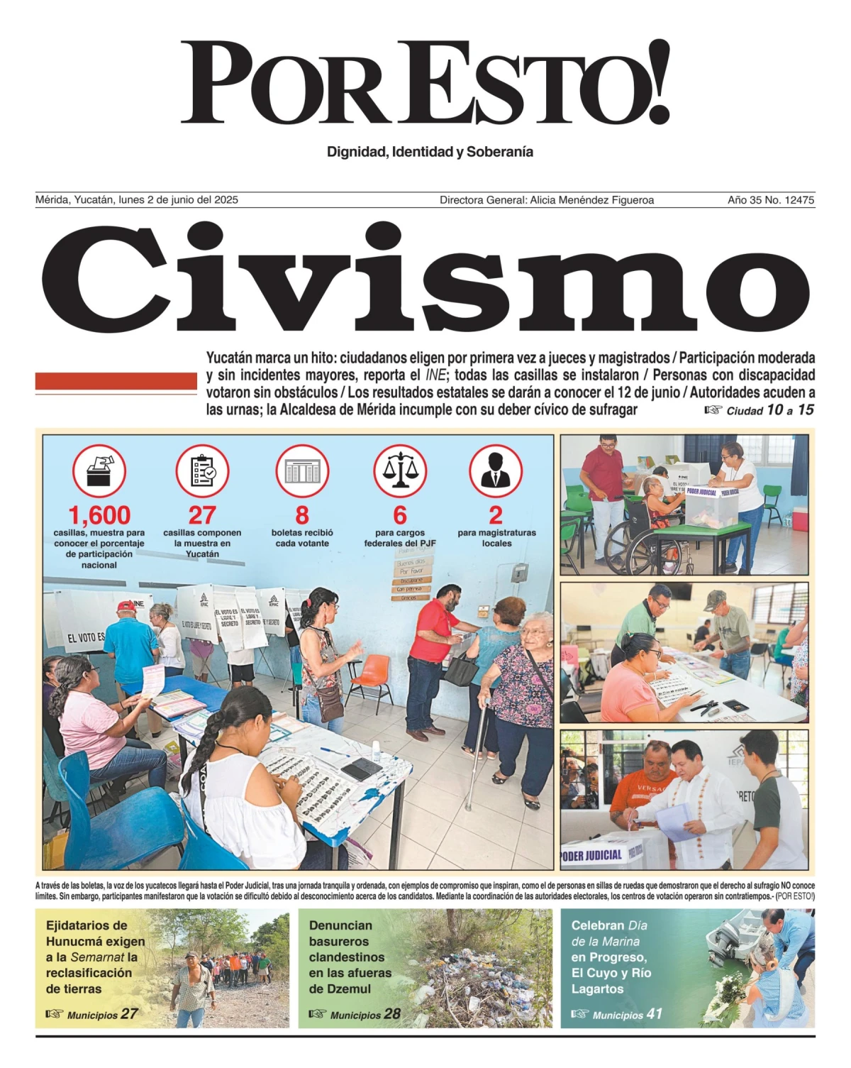 Portada de Por Esto (merida, Yucatan) del lunes, 2 de junio de 2025