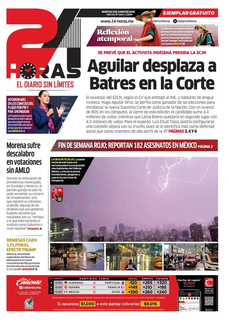 Portada de 24 Horas del martes, 3 de junio de 2025