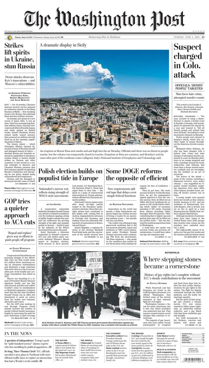 Portada de The Washington Post del martes, 3 de junio de 2025