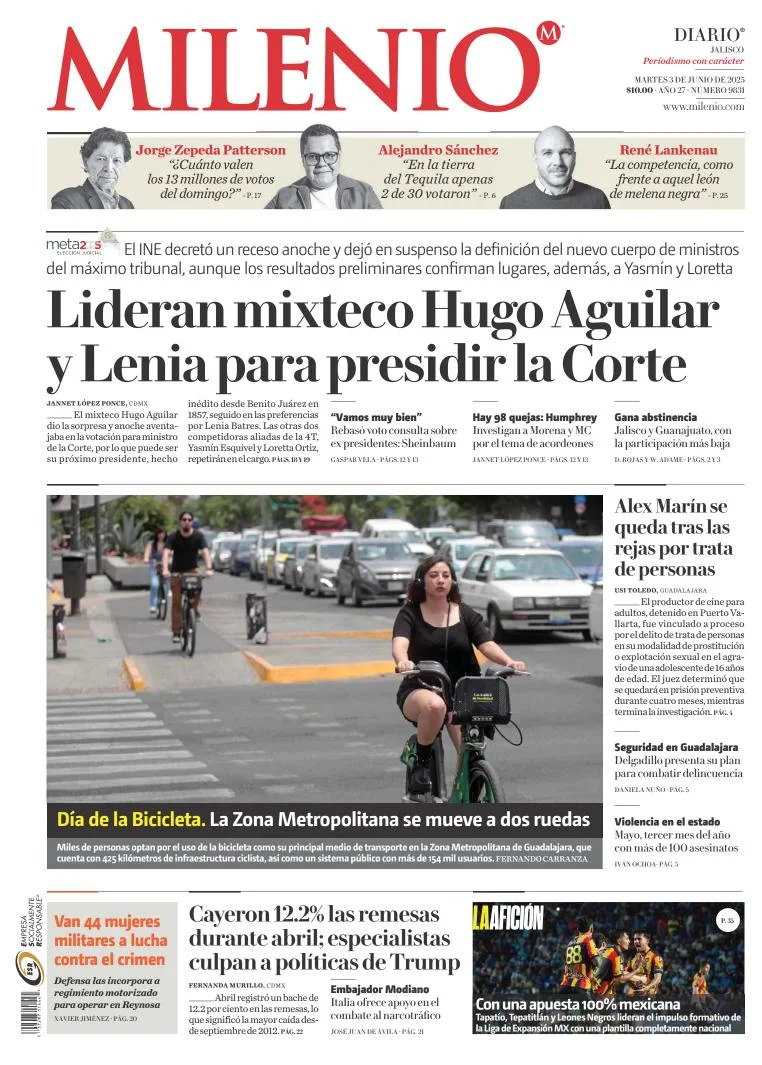 Portada de Milenio Jalisco del martes, 3 de junio de 2025
