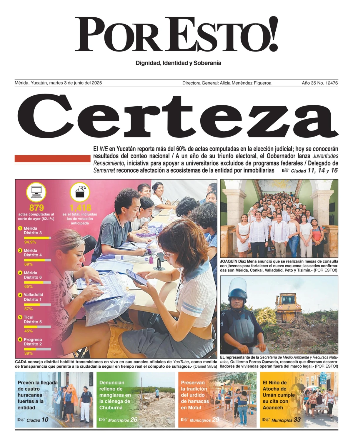 Portada de Por Esto (merida, Yucatan) del martes, 3 de junio de 2025