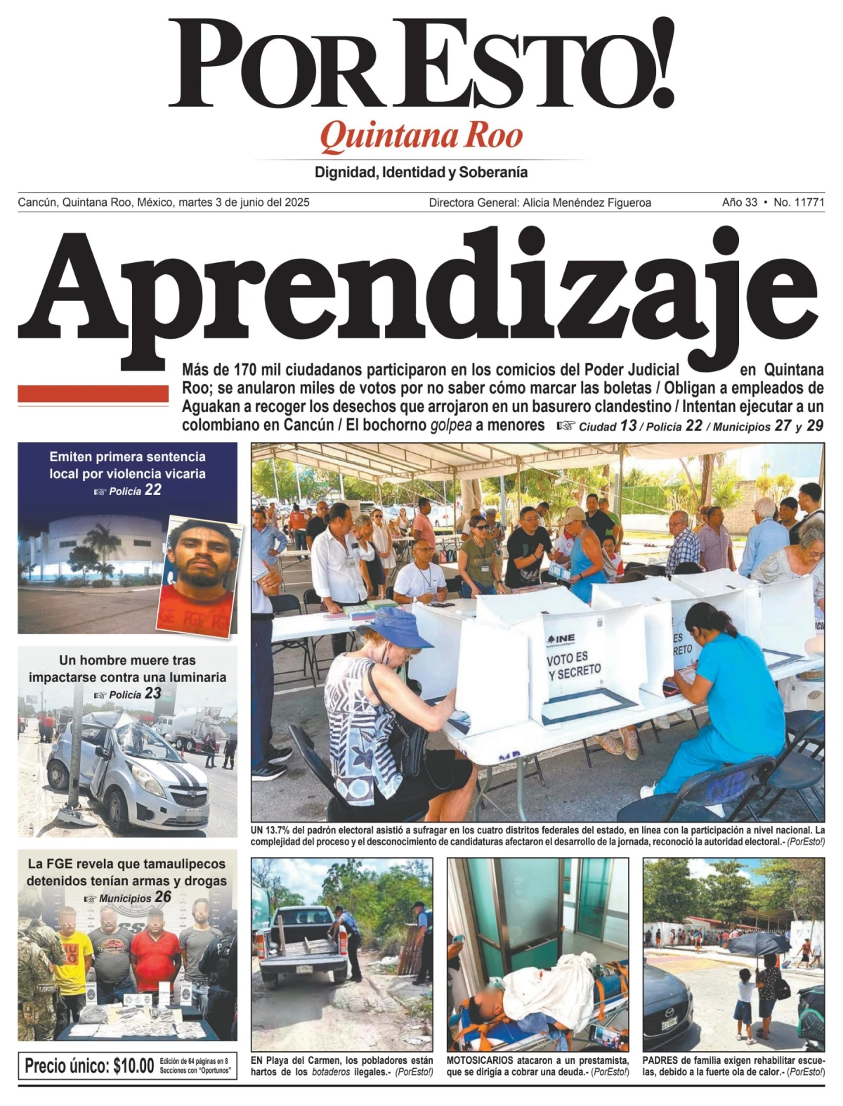 Portada de Por Esto (quintana Roo Cancun) del martes, 3 de junio de 2025