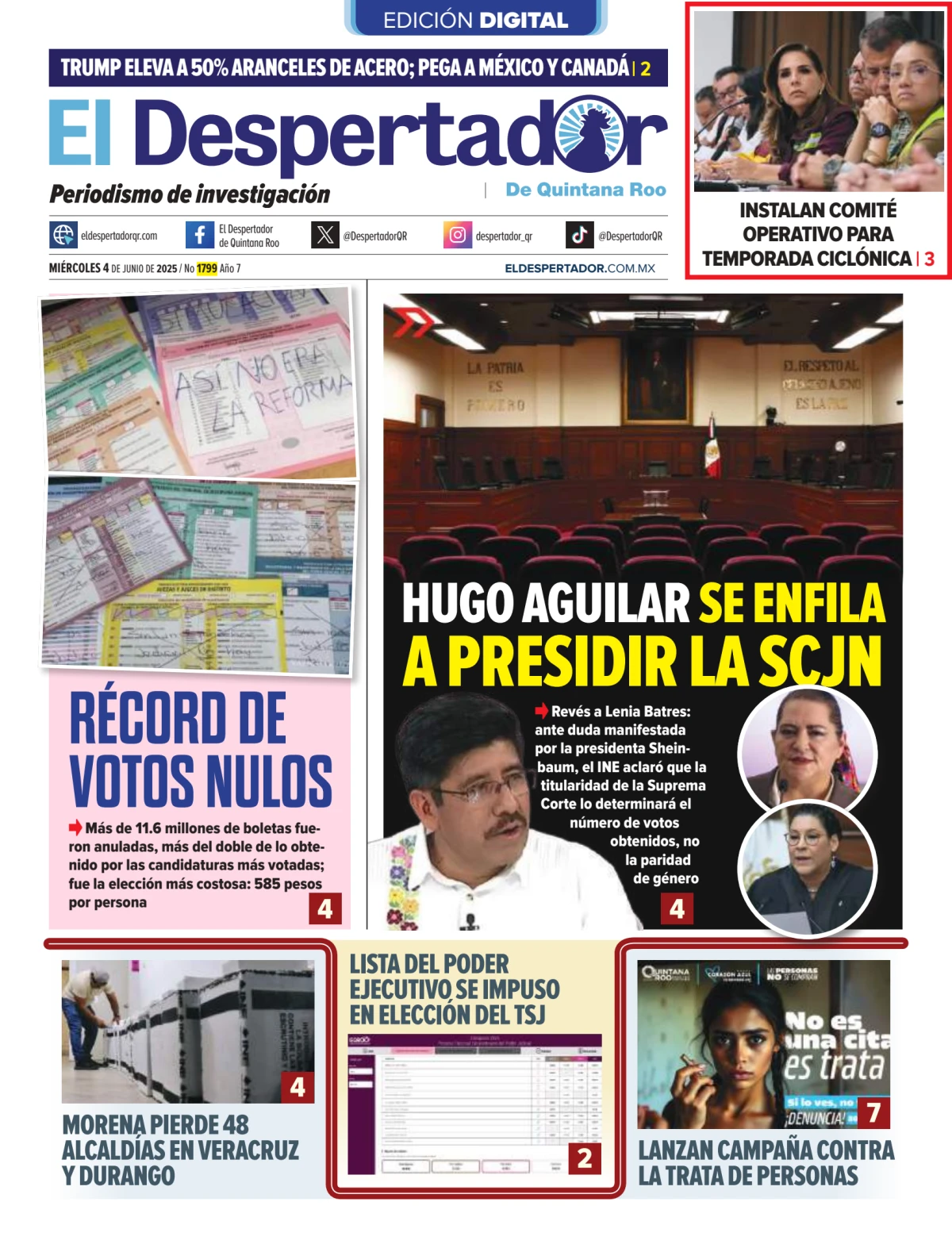 Portada de El Despertador de Quintana Roo