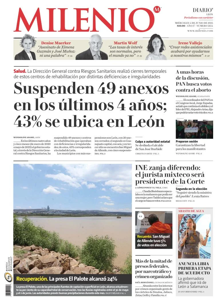 Portada de Milenio Leon del miércoles, 4 de junio de 2025