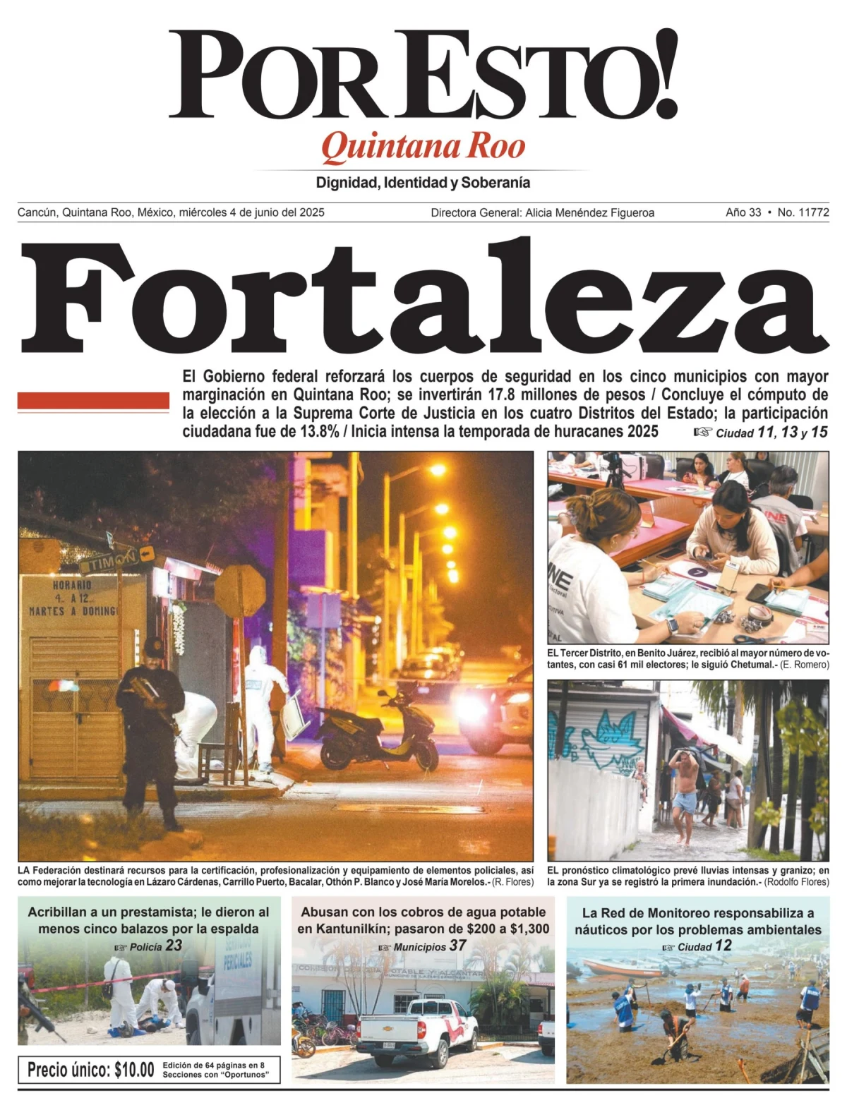 Portada de Por Esto (quintana Roo Cancun) del miércoles, 4 de junio de 2025