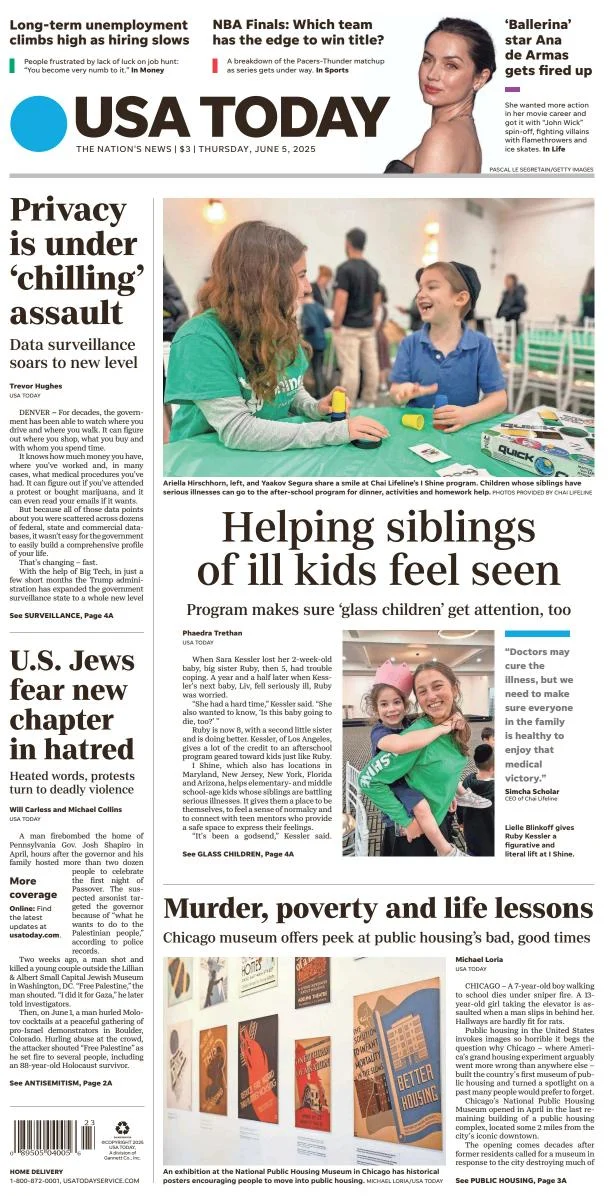 Portada de Usa Today del jueves, 5 de junio de 2025