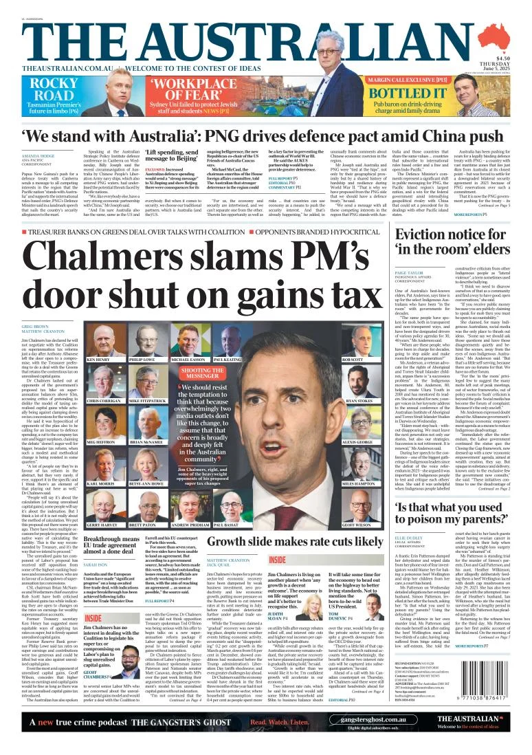 Portada de The Australian del jueves, 5 de junio de 2025