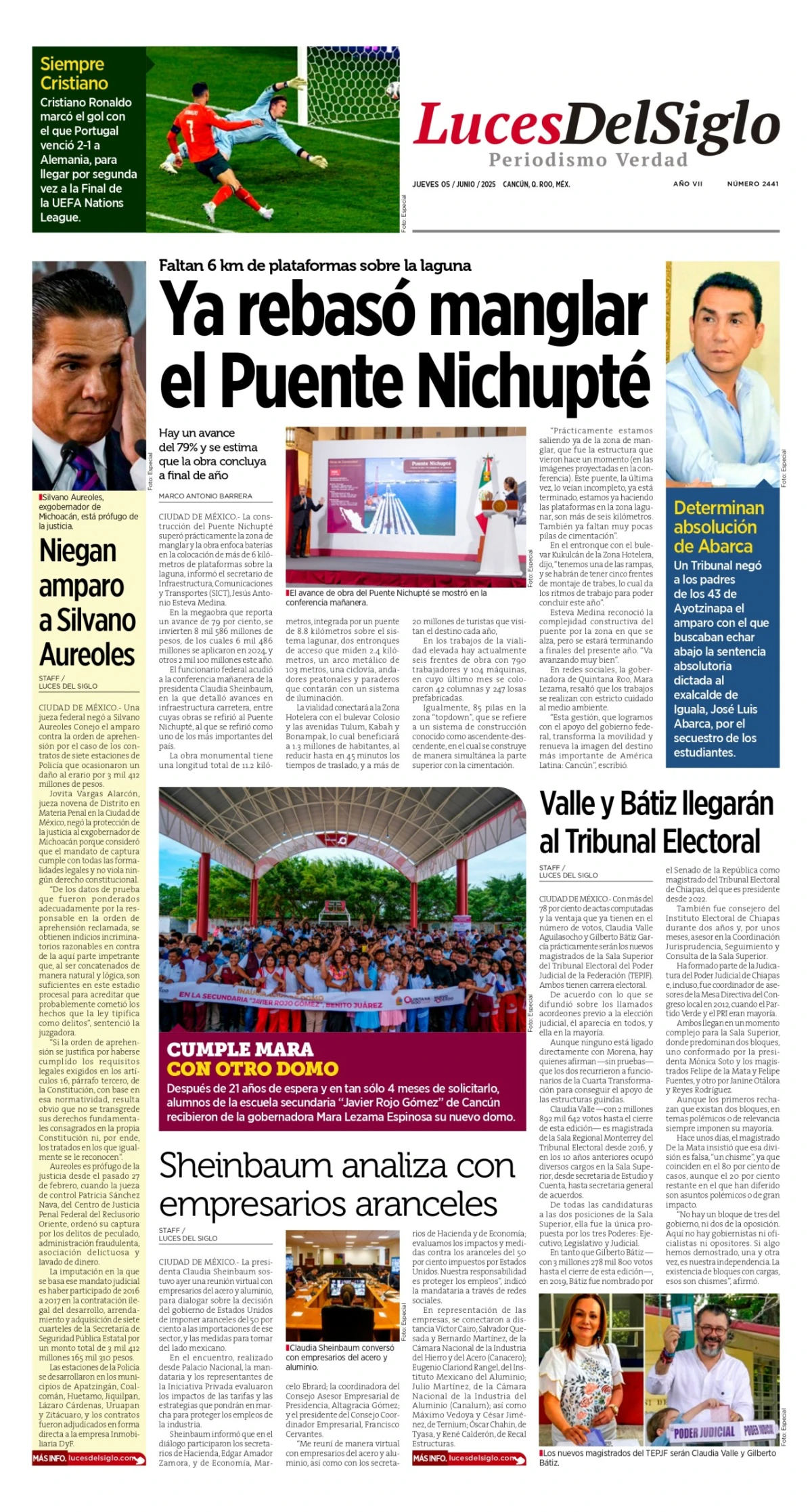 Portada de Luces del Siglo del jueves, 5 de junio de 2025