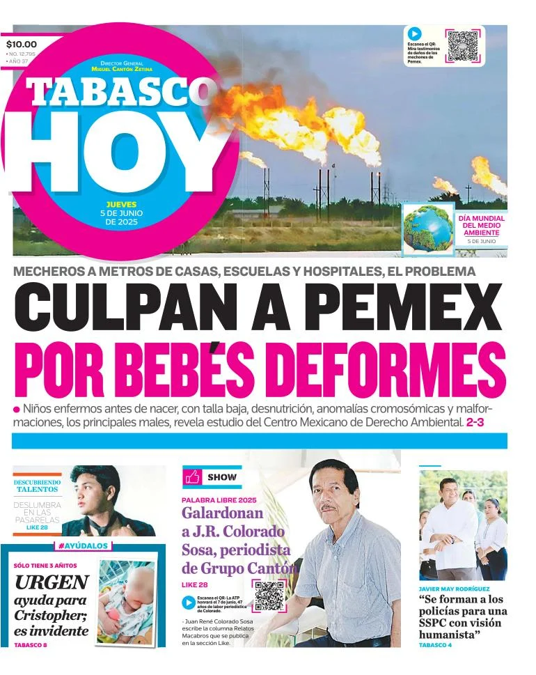 Portada de Tabasco Hoy del jueves, 5 de junio de 2025