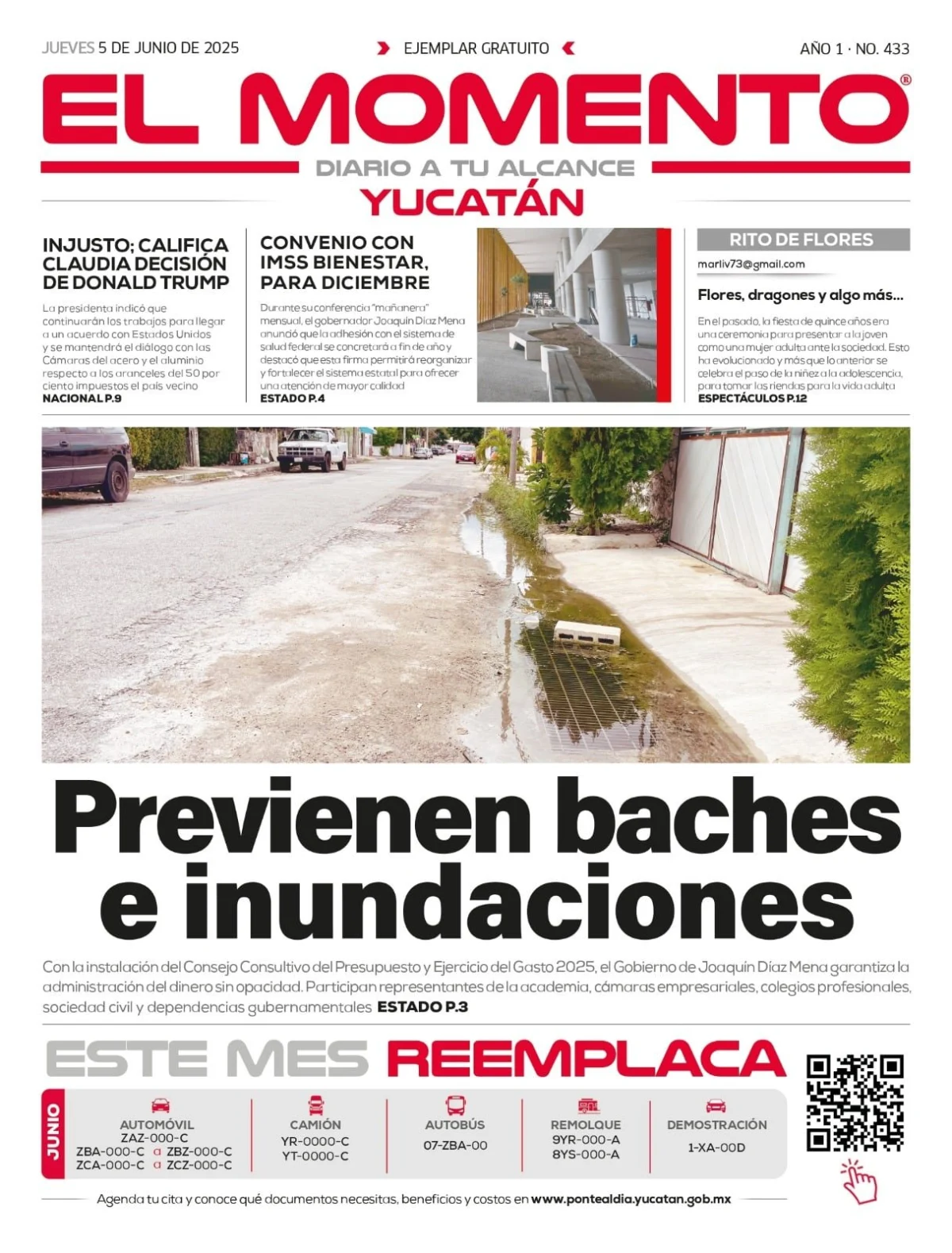 Portada de El Momento Yucatan del jueves, 5 de junio de 2025