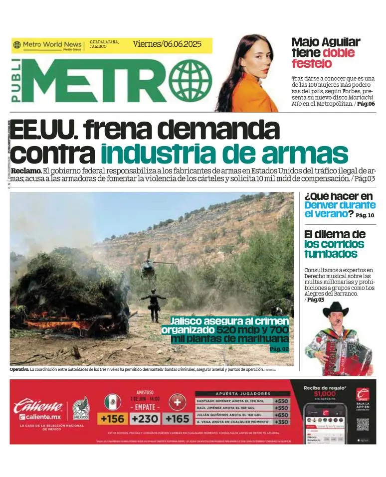 Portada de Publimetro Guadalajara del viernes, 6 de junio de 2025