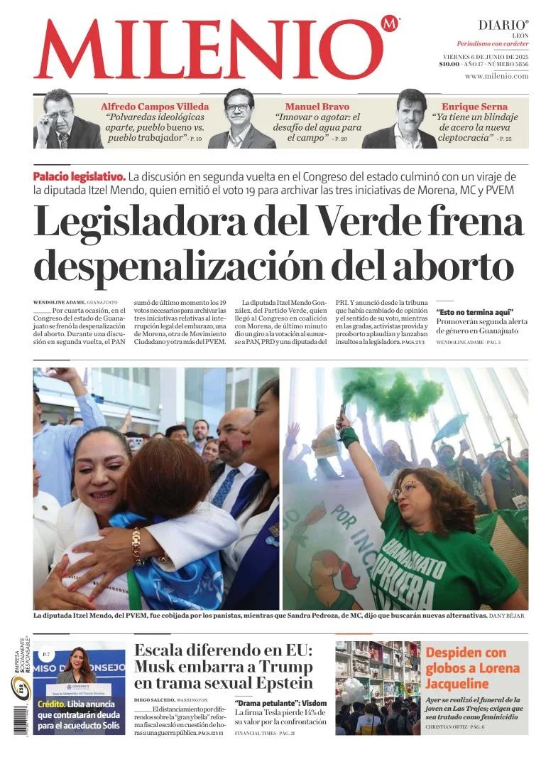 Portada de Milenio Leon del viernes, 6 de junio de 2025
