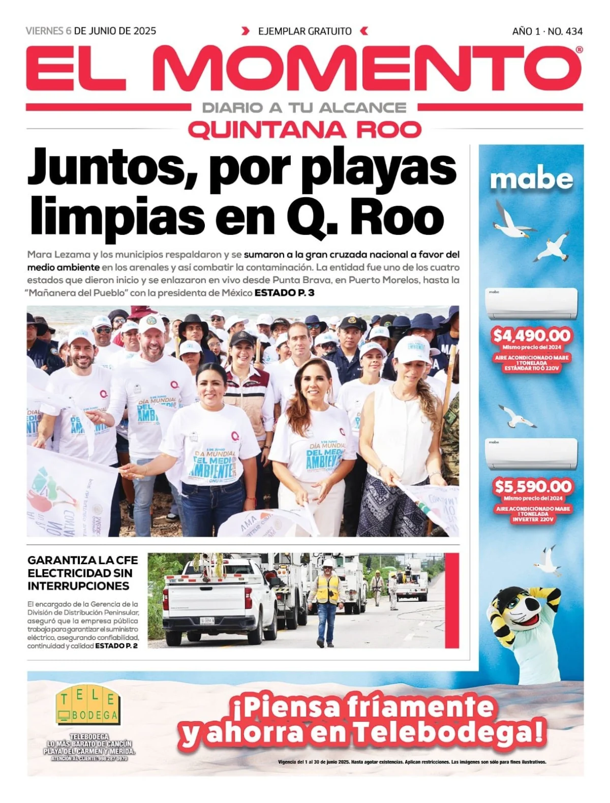 Portada de El Momento Quintana Roo del viernes, 6 de junio de 2025