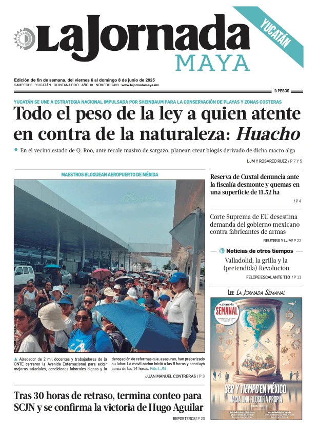 Portada de La Jornada Maya Yucatán del viernes, 6 de junio de 2025