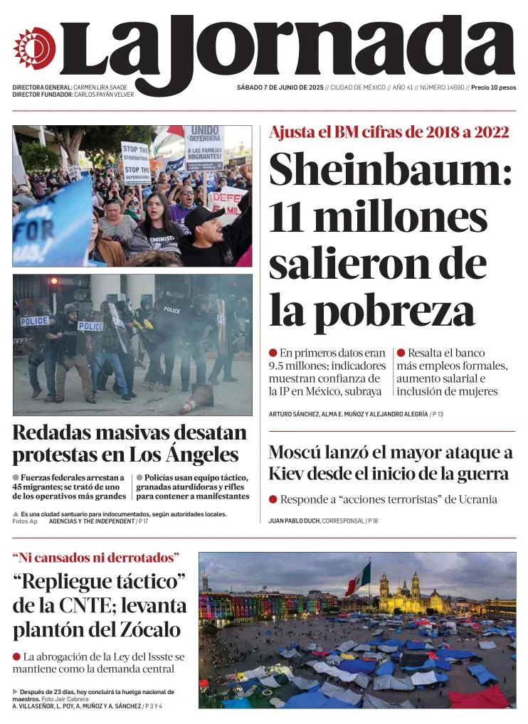 Portada de La Jornada del sábado, 7 de junio de 2025
