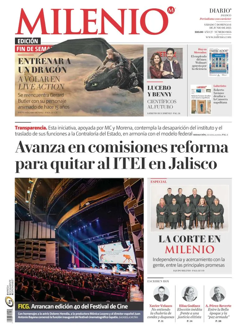 Portada de Milenio Jalisco del sábado, 7 de junio de 2025