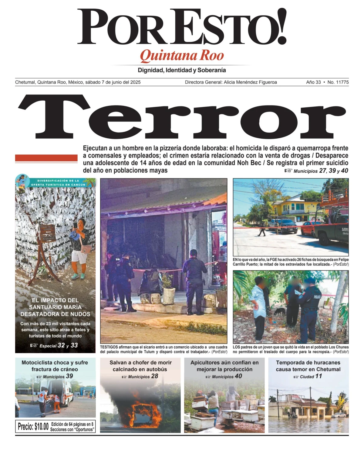 Portada de Por Esto (quintana Roo Chetumal) del sábado, 7 de junio de 2025