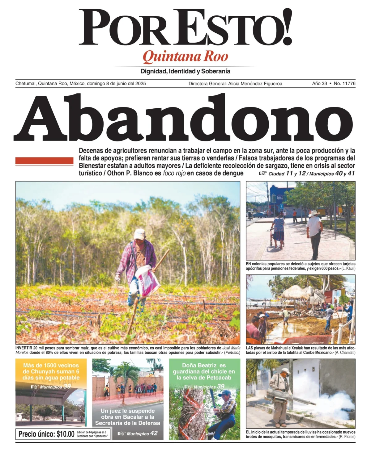 Portada de Por Esto (quintana Roo Chetumal) del domingo, 8 de junio de 2025