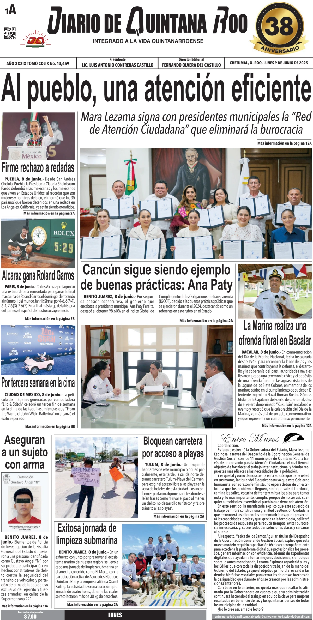 Portada de Diario de Quintana Roo (portada)