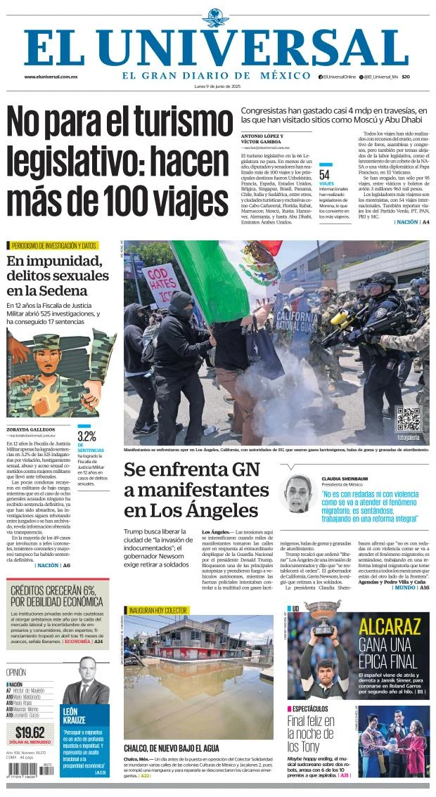 Portada de El Universal