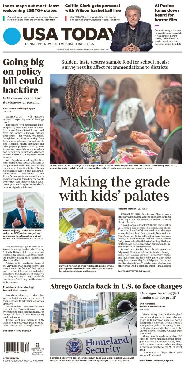 Portada de Usa Today