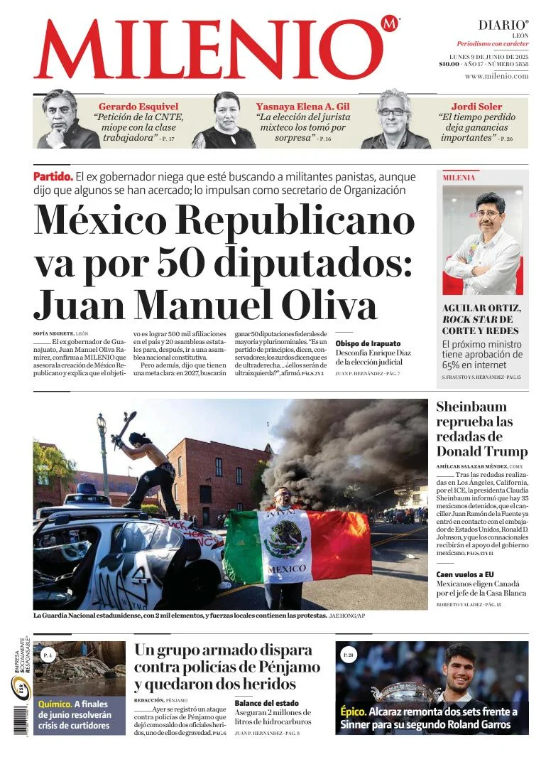 Portada de Milenio Leon del lunes, 9 de junio de 2025