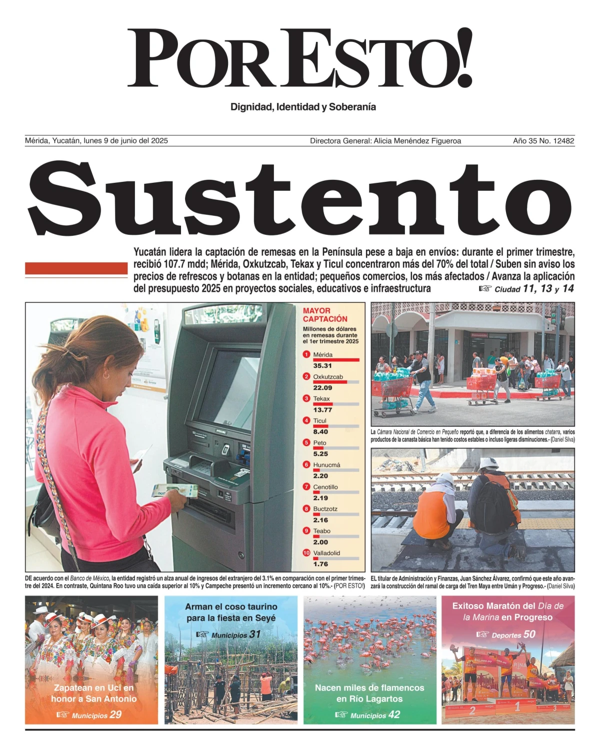Portada de Por Esto (merida, Yucatan) del lunes, 9 de junio de 2025