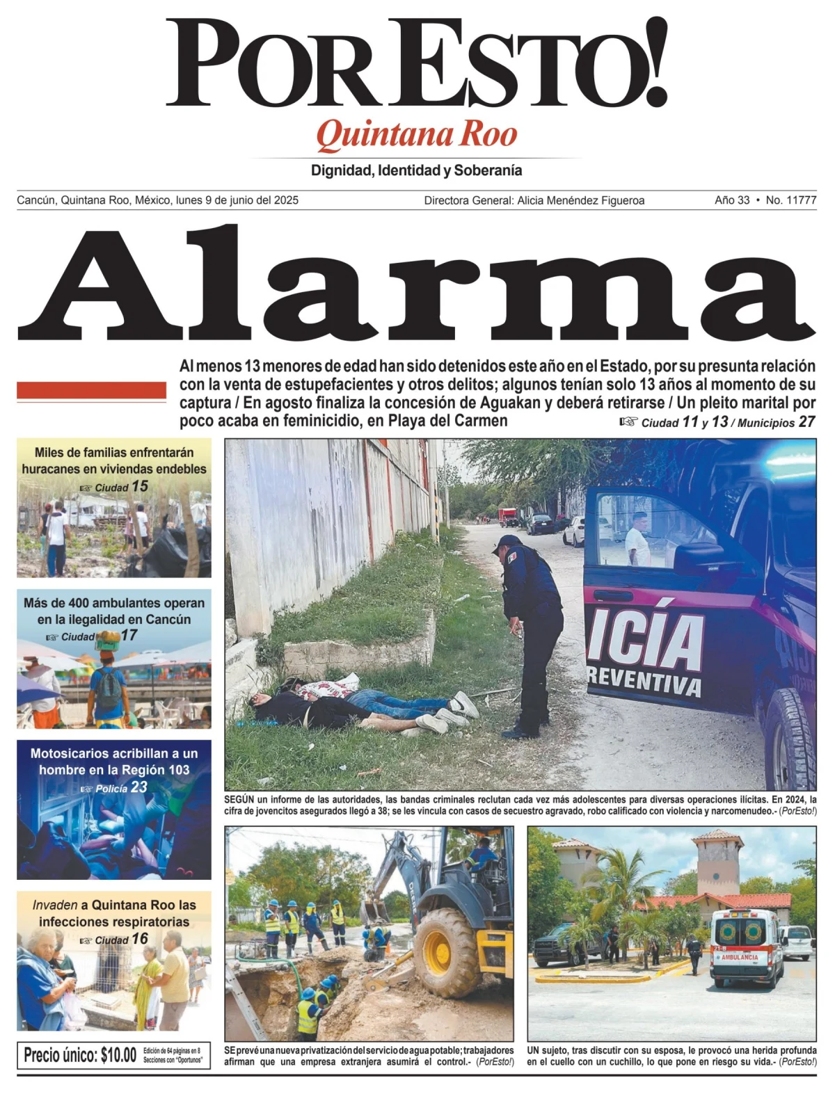 Portada de Por Esto (quintana Roo Cancun) del lunes, 9 de junio de 2025