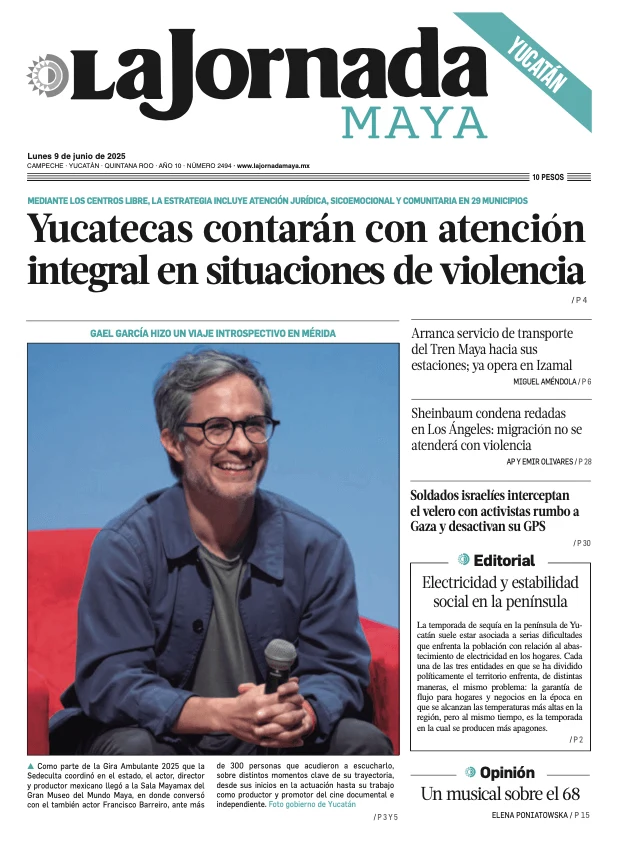 Portada de La Jornada Maya Yucatán del lunes, 9 de junio de 2025