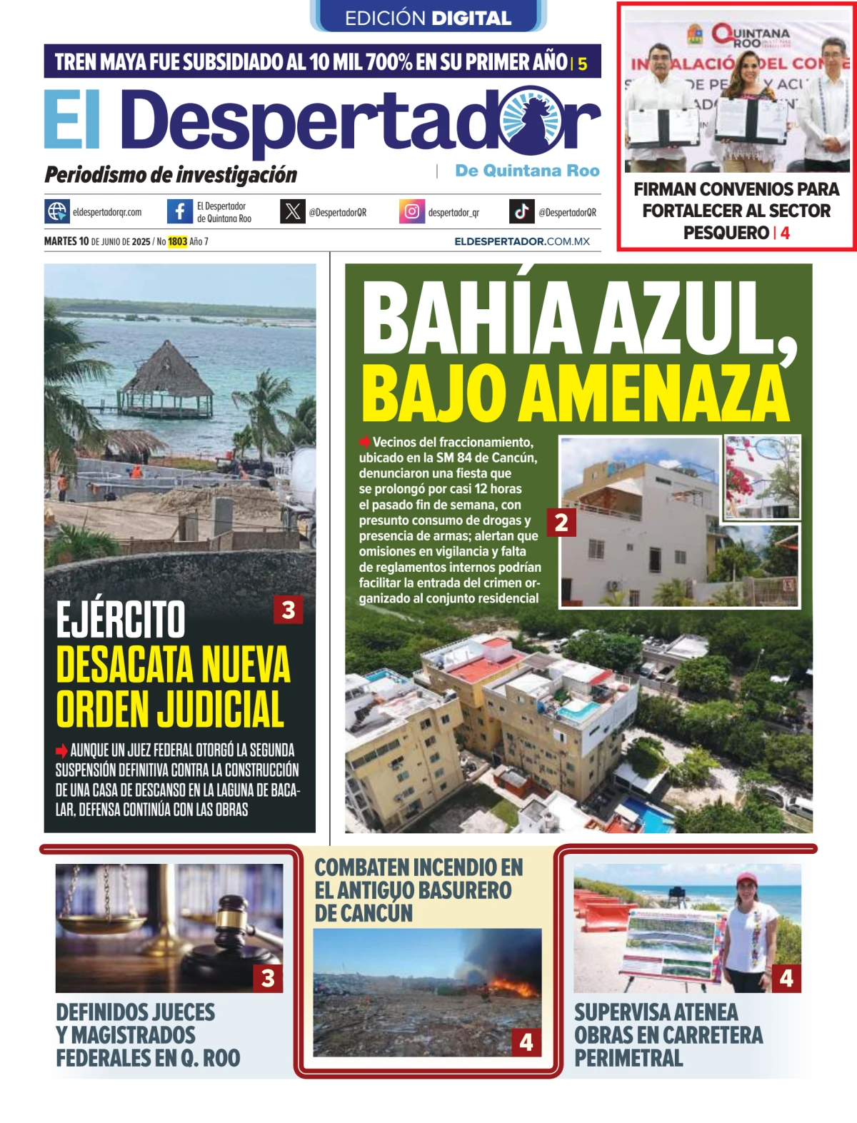 Portada de El Despertador de Quintana Roo