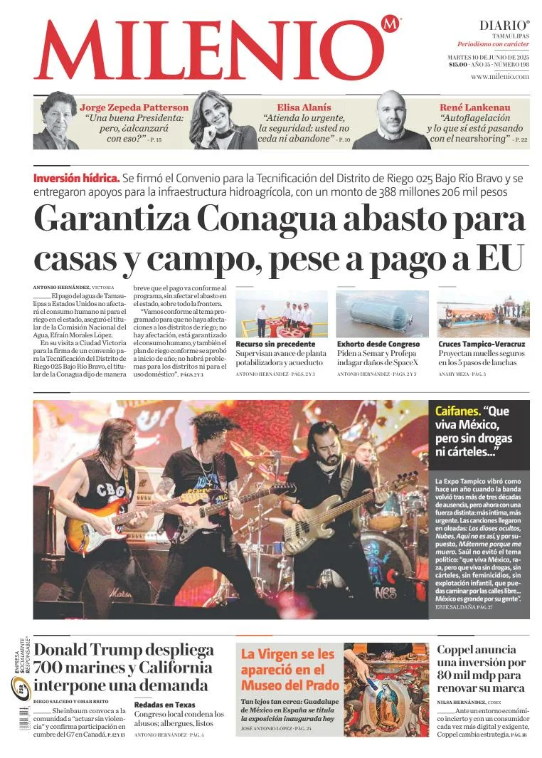 Portada de Milenio Tamaulipas del martes, 10 de junio de 2025
