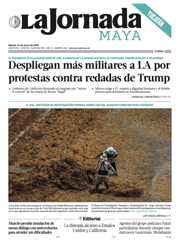 Portada de La Jornada Maya Yucatán del martes, 10 de junio de 2025