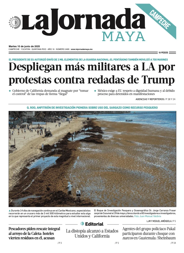 Portada de La Jornada Maya Campeche del martes, 10 de junio de 2025