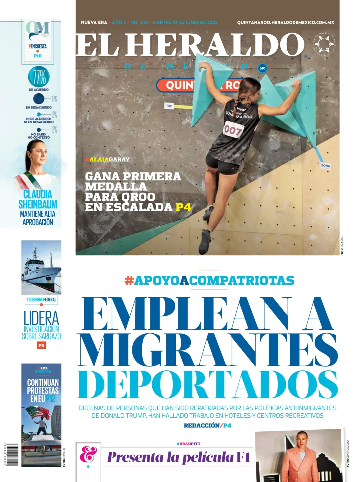 Portada de El Heraldo de Mexico - Quintana Roo del martes, 10 de junio de 2025