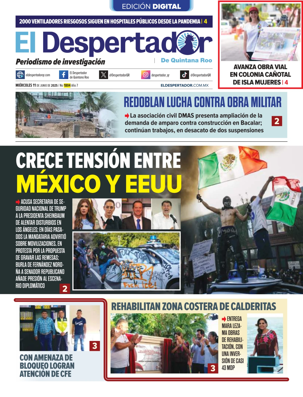 Portada de El Despertador de Quintana Roo
