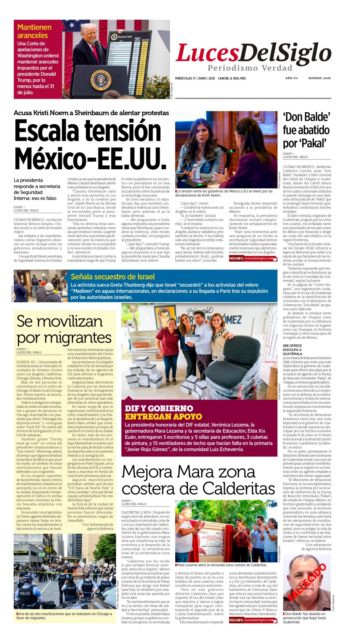 Portada de Luces del Siglo del miércoles, 11 de junio de 2025