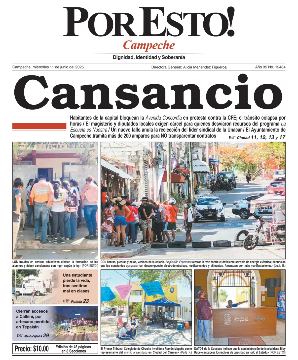Portada de Por Esto (campeche) del miércoles, 11 de junio de 2025