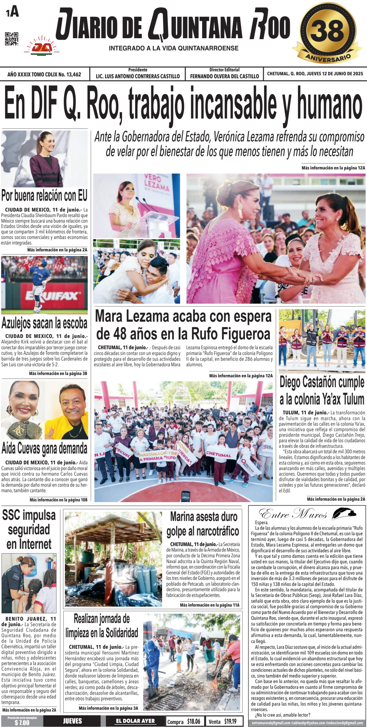 Portada de Diario de Quintana Roo (portada)