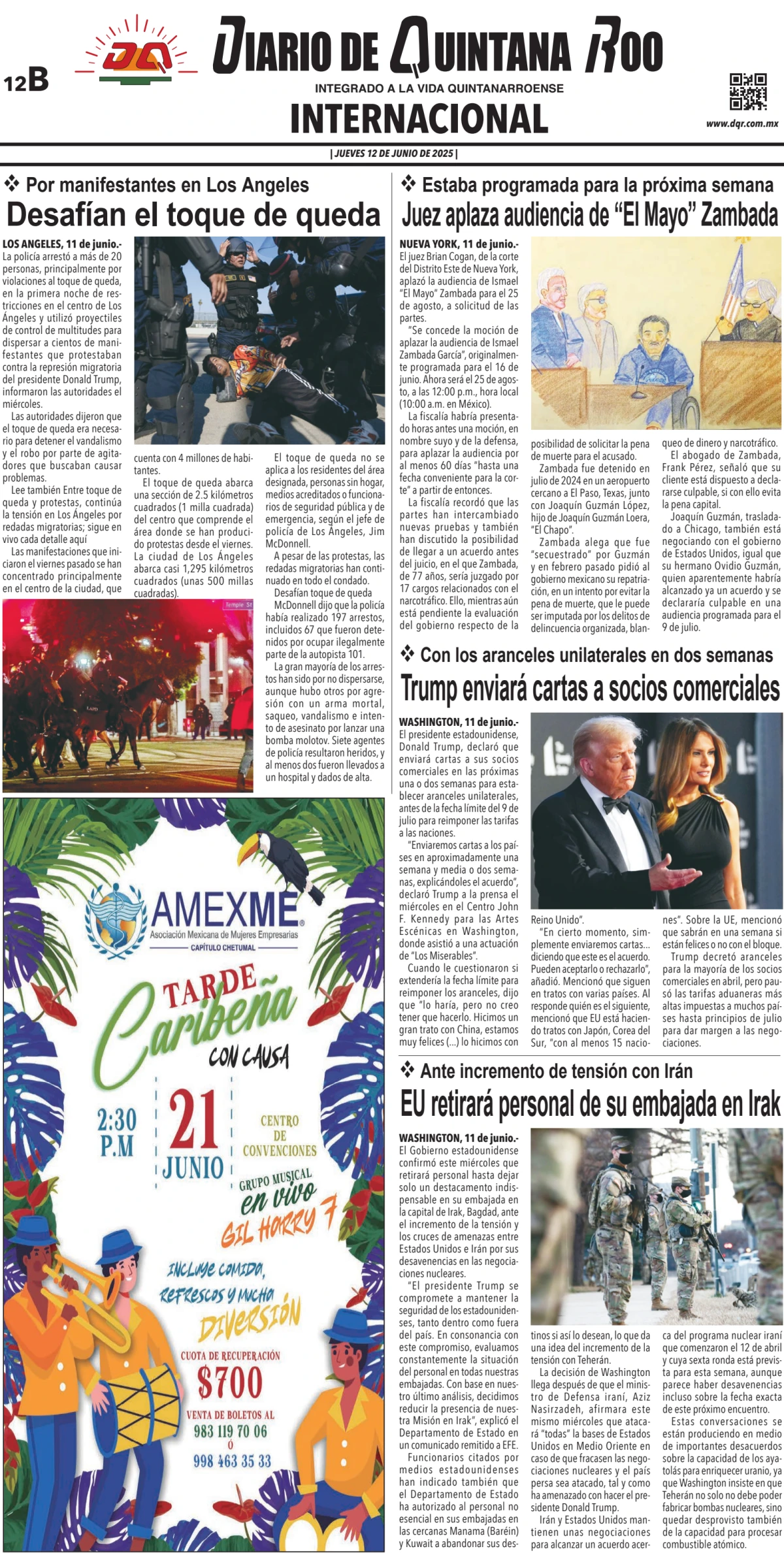 Portada de Diario de Quintana Roo (contra Portada)