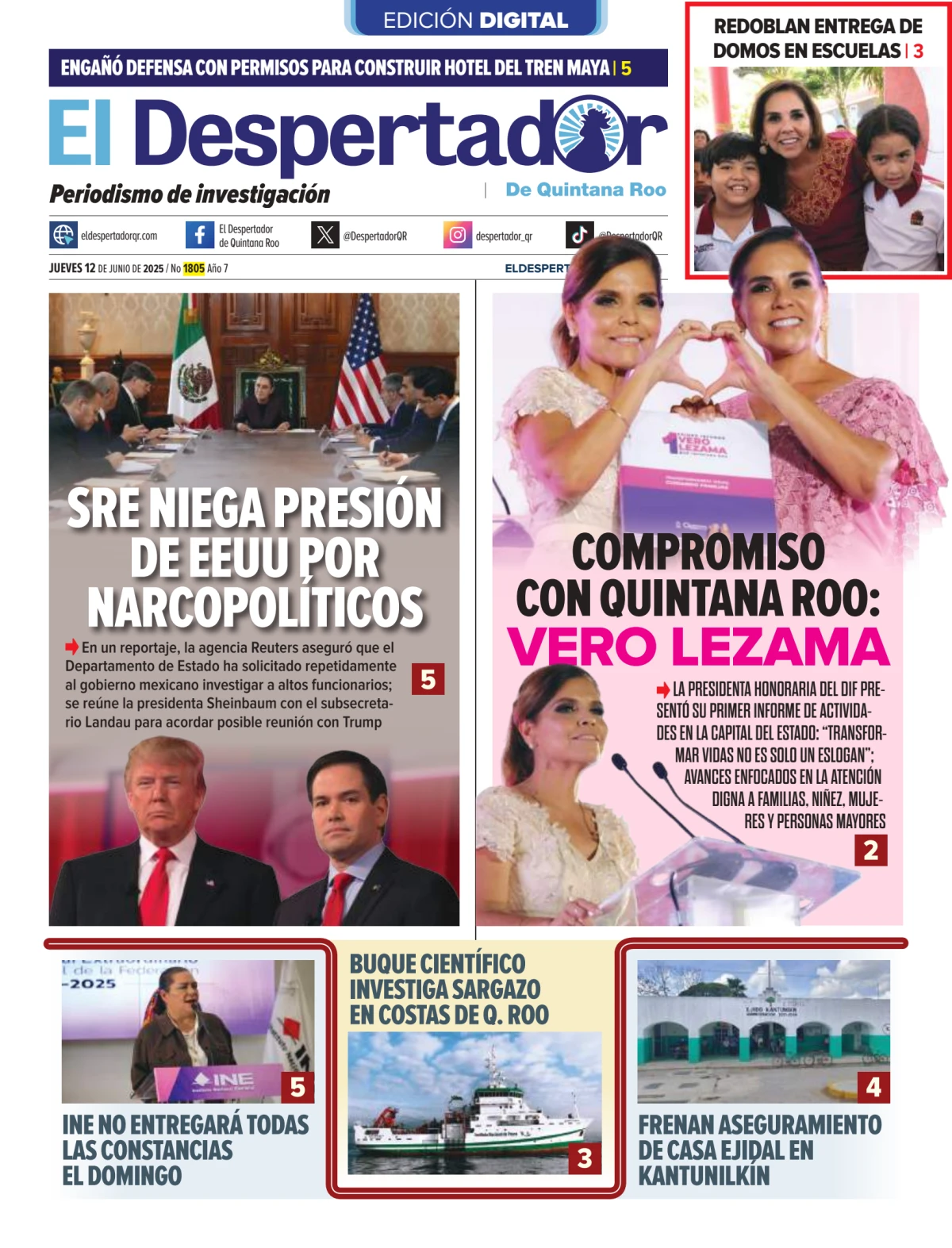 Portada de El Despertador de Quintana Roo