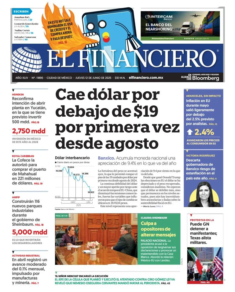 Portada de El Financiero