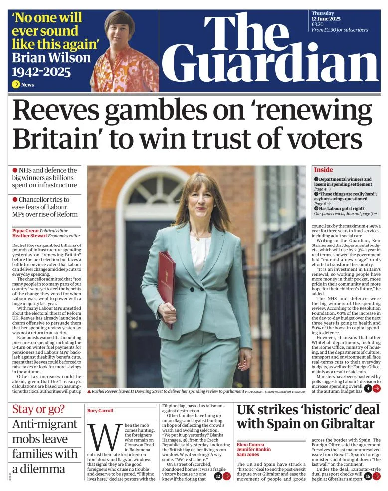 Portada de The Guardian (reino Unido) del jueves, 12 de junio de 2025