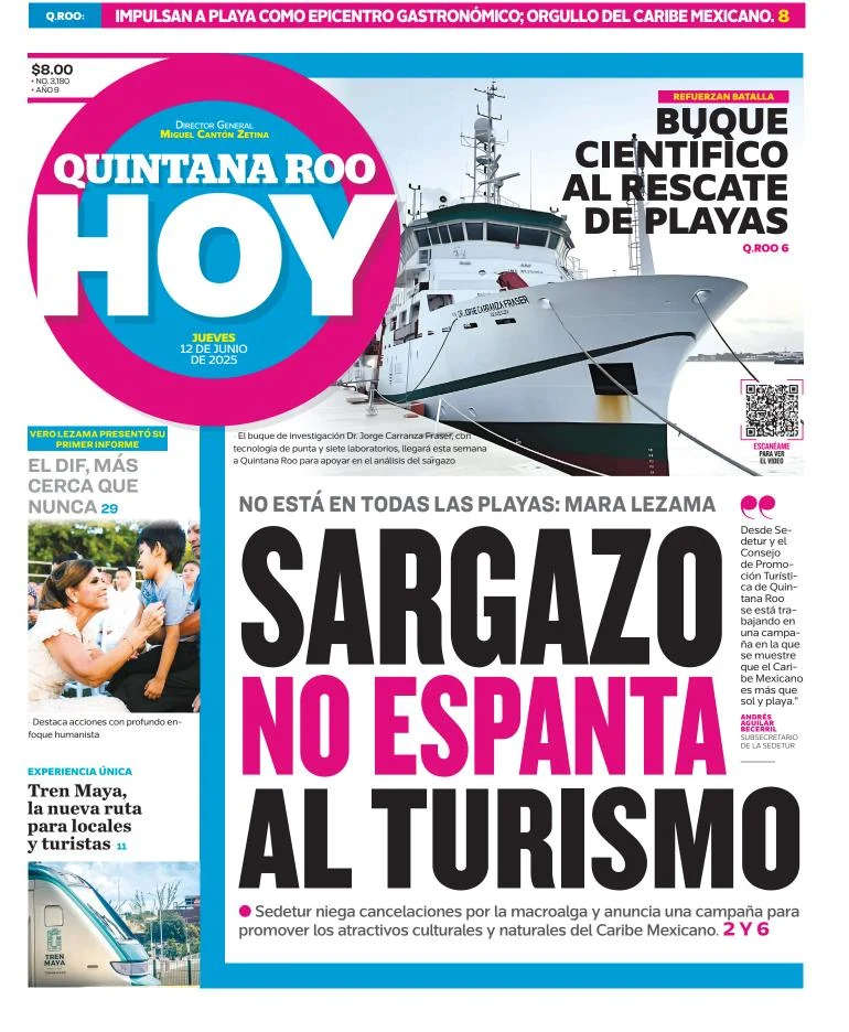 Portada de Quintana Roo Hoy del jueves, 12 de junio de 2025