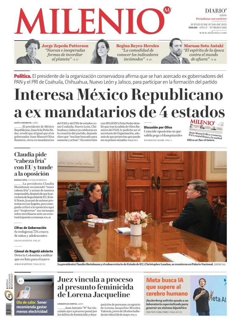 Portada de Milenio Leon del jueves, 12 de junio de 2025