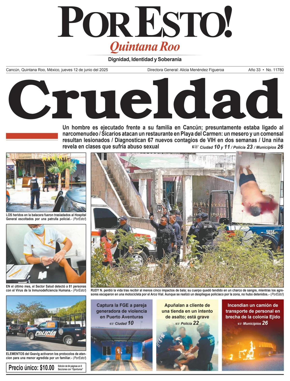 Portada de Por Esto (quintana Roo Cancun) del jueves, 12 de junio de 2025