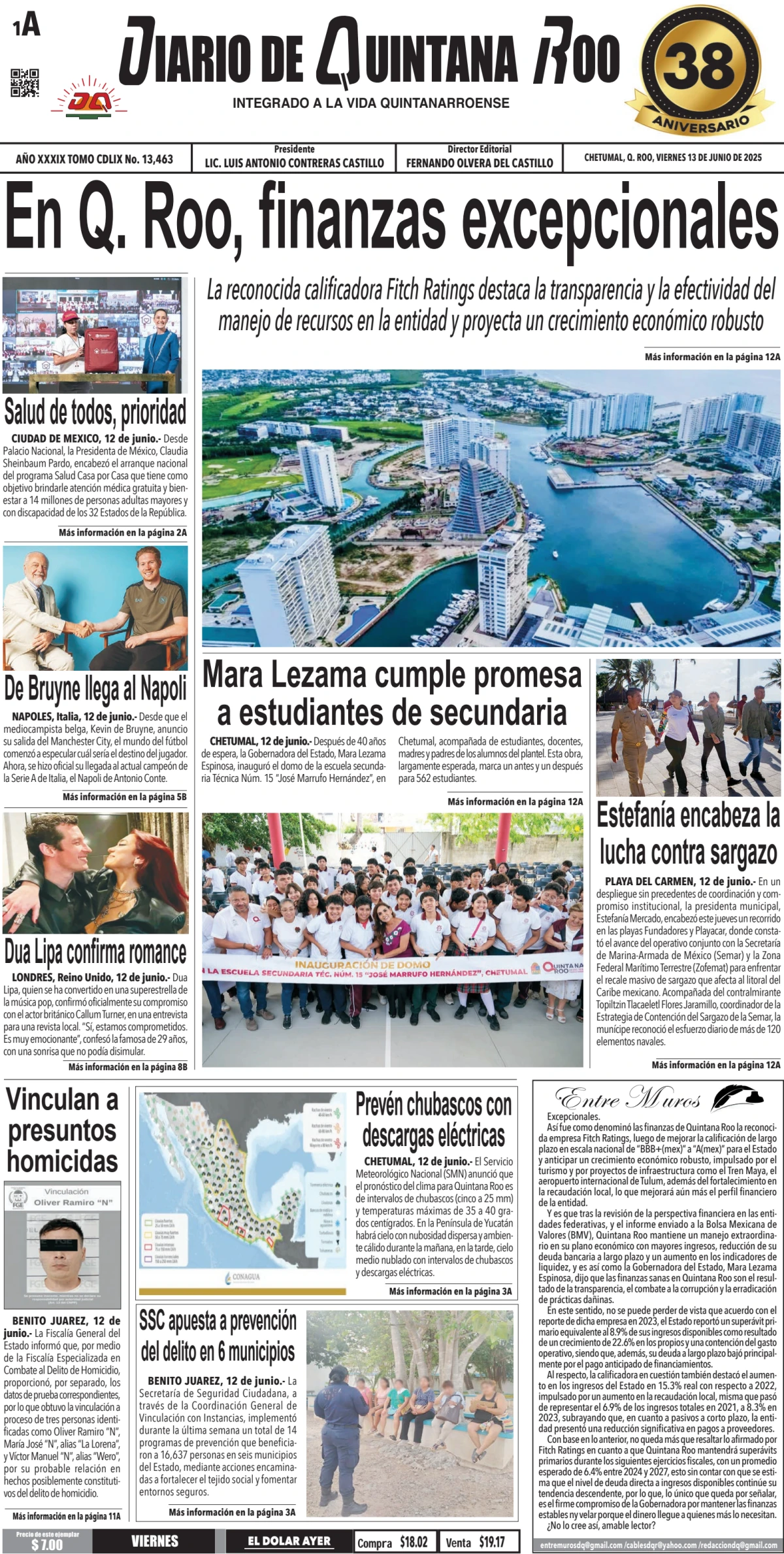 Portada de Diario de Quintana Roo (portada)