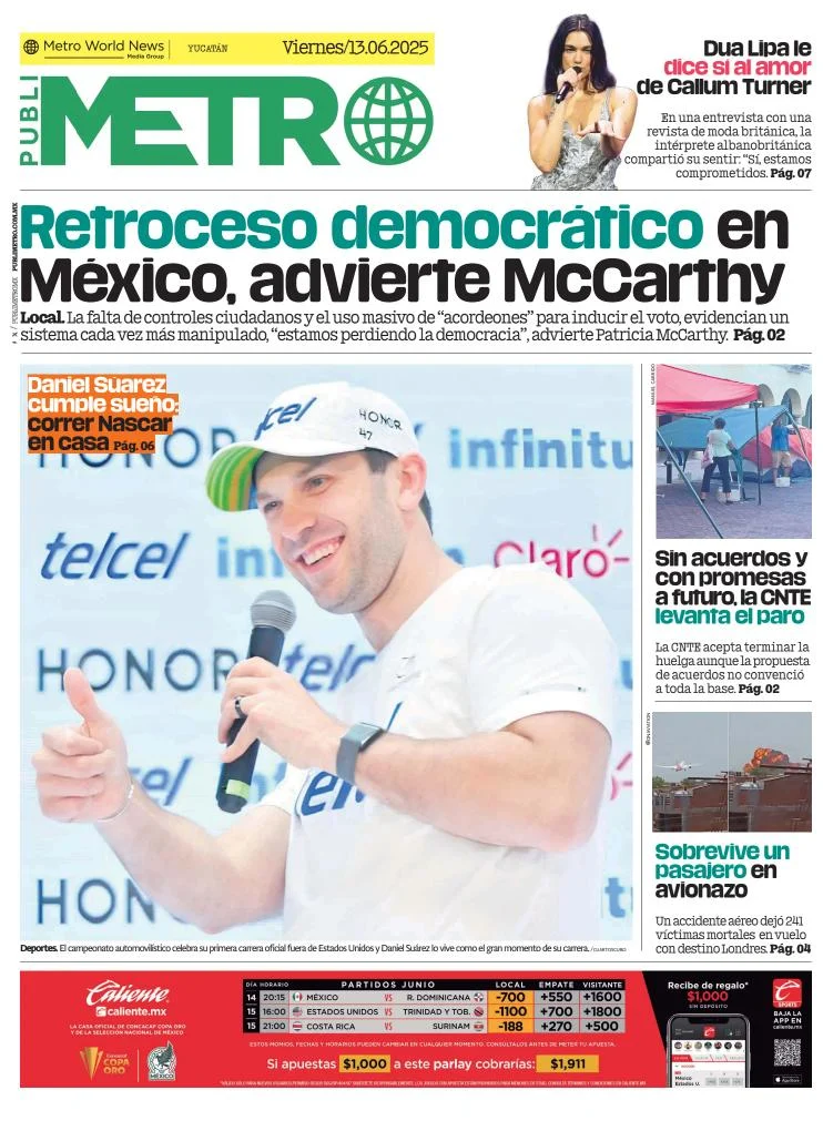Portada de Publimetro Merida del viernes, 13 de junio de 2025