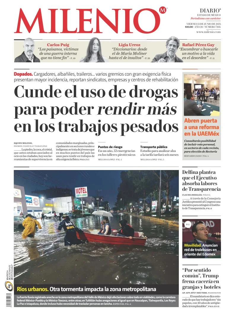 Portada de Milenio Edo de Mexico del viernes, 13 de junio de 2025