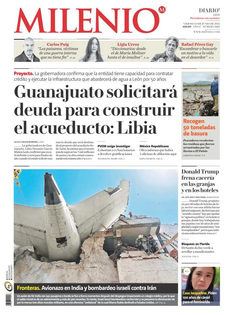 Portada de Milenio Leon del viernes, 13 de junio de 2025